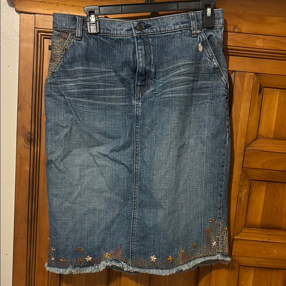 Vintage GAP Blue and Orange Knee-Length Pencil Skirt